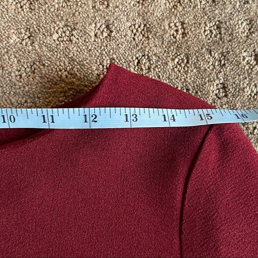 promod Burgundy Drop Waist Mini Dress with Faux Pockets and 3/4 Sleeves EU 38 - Picture 10 of 15